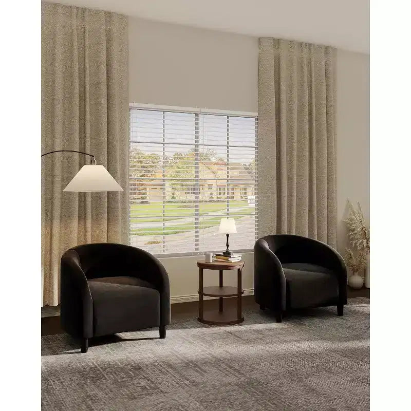 Akzentstuhl-Set aus 2er-Club-Sesseln, gemütlicher Armlehnensessel, gepolsterter Fasssessel mit massiven Beinen für Wohnzimmer, Schlafzimmer, Arbeitszimmer, Wartezimmer