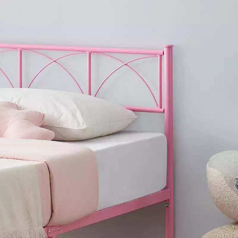 14 Zoll Einzelbettrahmen mit Kopf-/Fußteil, rosa Plattformbett mit Stauraum unter dem Bett