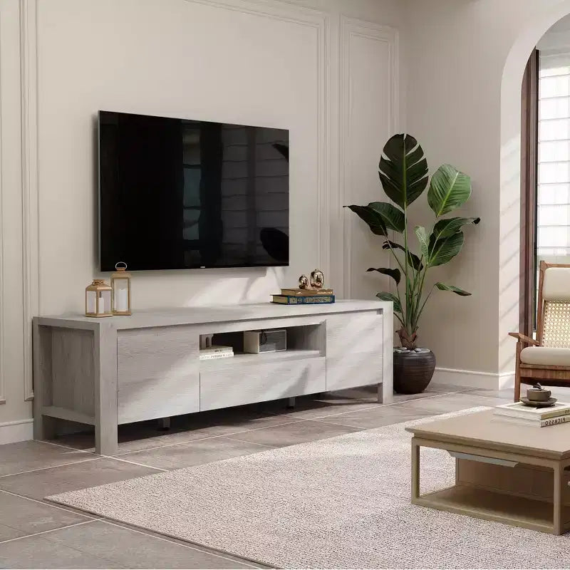 55 TV-Ständer mit Türen und Schrank, Bauernhaus-Unterhaltungscenter, Unterhaltungsständer für Fernseher bis 60 Zoll, TV-Konsole für Wohnzimmer, Schlafzimmer