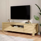 55 TV-Ständer mit Türen und Schrank, Bauernhaus-Unterhaltungscenter, Unterhaltungsständer für Fernseher bis 60 Zoll, TV-Konsole für Wohnzimmer, Schlafzimmer