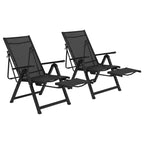 10-fach verstellbarer Gartenstuhl mit Fußstütze, strapazierfähiger, klappbarer Outdoor-Liegestuhl, verstellbarer Campingstuhl für Garten/Terrasse/Rasen, Schwarz