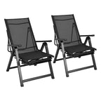 10-fach verstellbarer Gartenstuhl mit Fußstütze, strapazierfähiger, klappbarer Outdoor-Liegestuhl, verstellbarer Campingstuhl für Garten/Terrasse/Rasen, Schwarz
