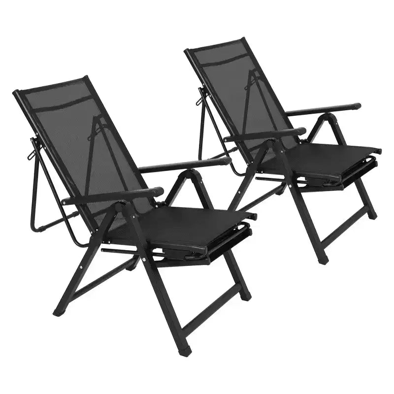 10-fach verstellbarer Gartenstuhl mit Fußstütze, strapazierfähiger, klappbarer Outdoor-Liegestuhl, verstellbarer Campingstuhl für Garten/Terrasse/Rasen, Schwarz