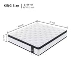 King Size 12 Zoll Hybrid Matratze, Mittel Plüsch, Individuelle Taschenfedern, CertiPUR-US Memory Foam