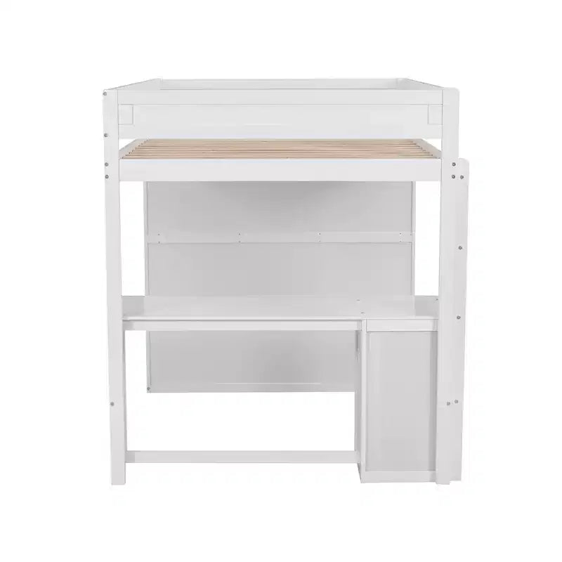  Hochbett mit Kleiderschränken und Schreibtisch mit 2 Schubladen und Schrank