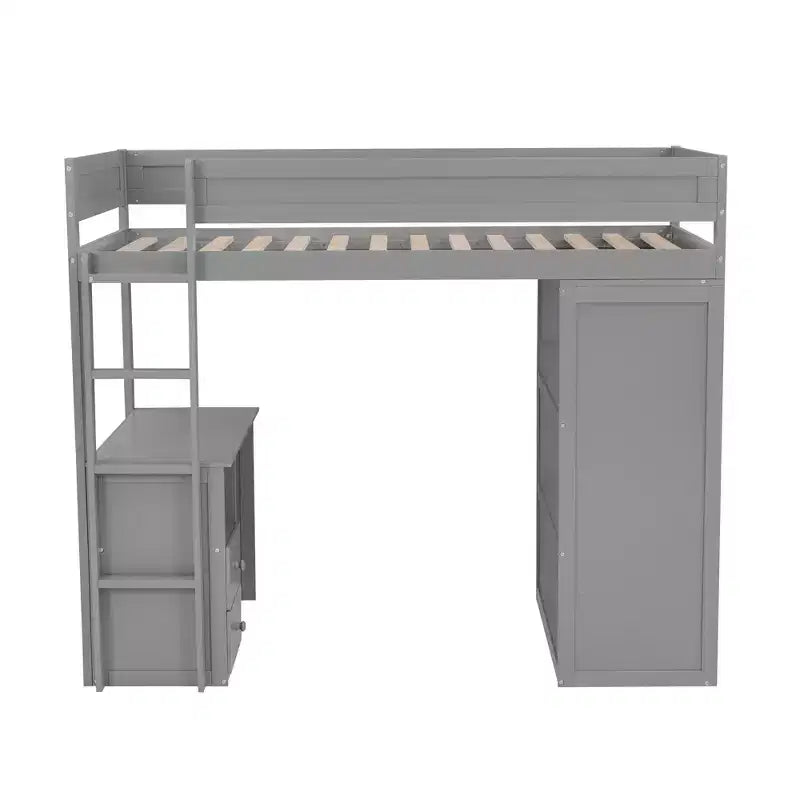  Hochbett mit Kleiderschränken und Schreibtisch mit 2 Schubladen und Schrank