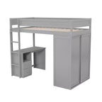  Hochbett mit Kleiderschränken und Schreibtisch mit 2 Schubladen und Schrank
