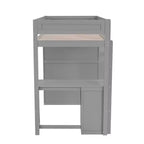 Hochbett mit Kleiderschränken und Schreibtisch mit 2 Schubladen und Schrank