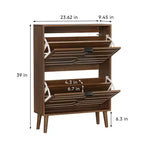 Nussbaum Schuhschrank, Bauernhaus Modern Schuhregal mit Klappschubladen, verstellbaren Einlegeböden und Kippschutz, 80 cm/60 cm