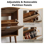 Nussbaum Schuhschrank, Bauernhaus Modern Schuhregal mit Klappschubladen, verstellbaren Einlegeböden und Kippschutz, 80 cm/60 cm