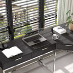 L-förmiger Büroschreibtisch, Heim-/Gewerbearbeitsplatz, Metallrahmen + 5 Schubladen + 68 kg Tragfähigkeit, Eckschreibtisch