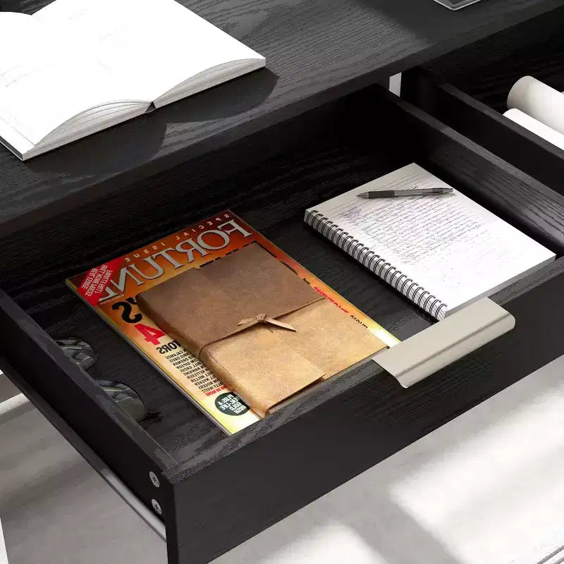 L-förmiger Büroschreibtisch, Heim-/Gewerbearbeitsplatz, Metallrahmen + 5 Schubladen + 68 kg Tragfähigkeit, Eckschreibtisch