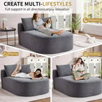Modernes, extragroßes Schlafsofa ohne Gestell, Récamiere, Kordbezogene Couch für Wohnzimmer, Apartment