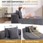 Modernes, extragroßes Schlafsofa ohne Gestell, Récamiere, Kordbezogene Couch für Wohnzimmer, Apartment