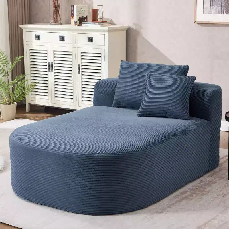 Modernes, extragroßes Schlafsofa ohne Gestell, Récamiere, Kordbezogene Couch für Wohnzimmer, Apartment