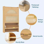 Rattan-Schuhschrank mit 3 Klappschubladen, freistehender schmaler Schuhschrank mit Rattantüren, Schuhregal aus Holz für den Eingangsbereich