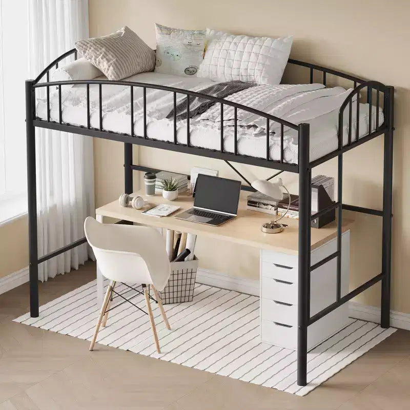 Platzsparendes Hochbettgestell für Schlafzimmermöbel - Strapazierfähige Metallkonstruktion - Stabile Stahlleisten - Modernes Design für Kinder, Jugendliche und Erwachsene