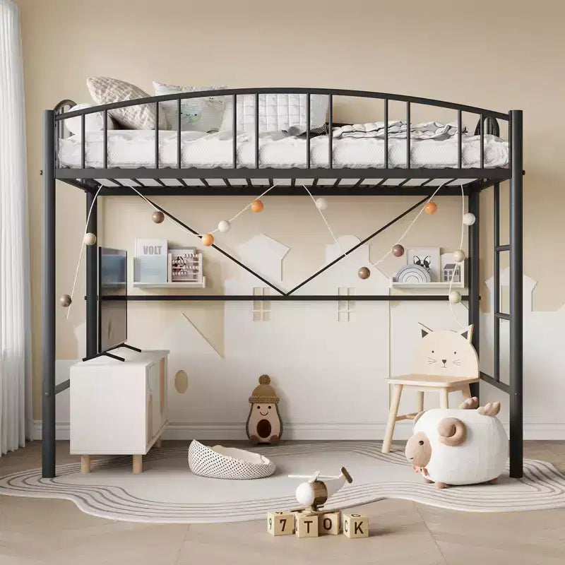 Platzsparendes Hochbettgestell für Schlafzimmermöbel - Strapazierfähige Metallkonstruktion - Stabile Stahlleisten - Modernes Design für Kinder, Jugendliche und Erwachsene