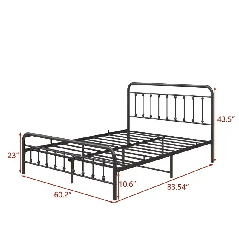 Metall-Plattformbettgestell Queen Size mit Kopfteil/Fußteil, Stauraum unter dem Bett, kein Boxspring erforderlich, Schwarz