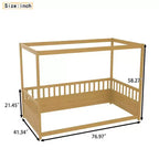 Himmelbett für Kinderzimmer, Einzel-/Doppelbettgestell mit Rausfallschutz, Holz-Baldachinbetten für Kinderzimmer, Schlafzimmer