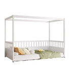 Himmelbett für Kinderzimmer, Einzel-/Doppelbettgestell mit Rausfallschutz, Holz-Baldachinbetten für Kinderzimmer, Schlafzimmer