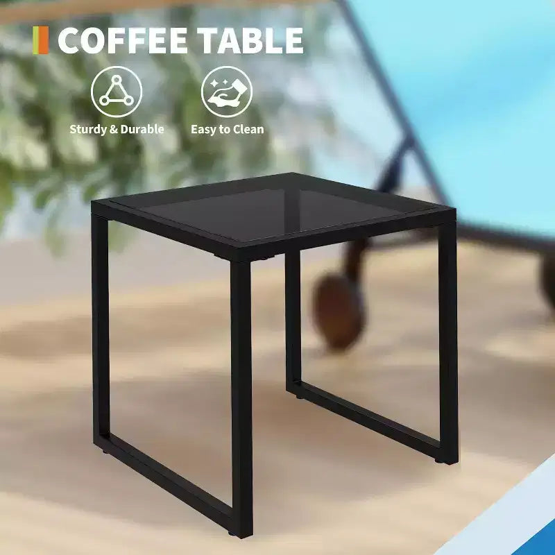 2 Terrassen-Sonnenliegen mit Beistelltisch, verstellbare Outdoor-Liege mit Rollen, für Pool, Garten, Hof, Braun