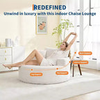 Runde, übergroße Cord-Chaiselongue – knochenloses tiefes Wolken-Schlafsofa für Wohnzimmer, Schlafzimmer, Wohnung