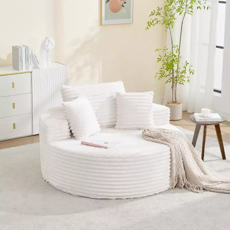Runde, übergroße Cord-Chaiselongue – knochenloses tiefes Wolken-Schlafsofa für Wohnzimmer, Schlafzimmer, Wohnung