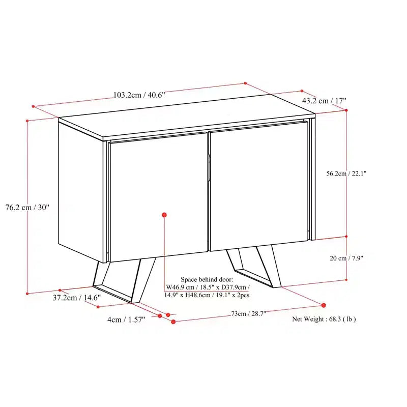 Massives AKAZIENHOLZ 41 Zoll breites rechteckiges Sideboard im modernen Industrial-Stil mit 2 Türen in Used-Kohlebraun