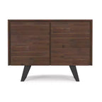 Massives AKAZIENHOLZ 41 Zoll breites rechteckiges Sideboard im modernen Industrial-Stil mit 2 Türen in Used-Kohlebraun