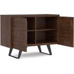 Massives AKAZIENHOLZ 41 Zoll breites rechteckiges Sideboard im modernen Industrial-Stil mit 2 Türen in Used-Kohlebraun