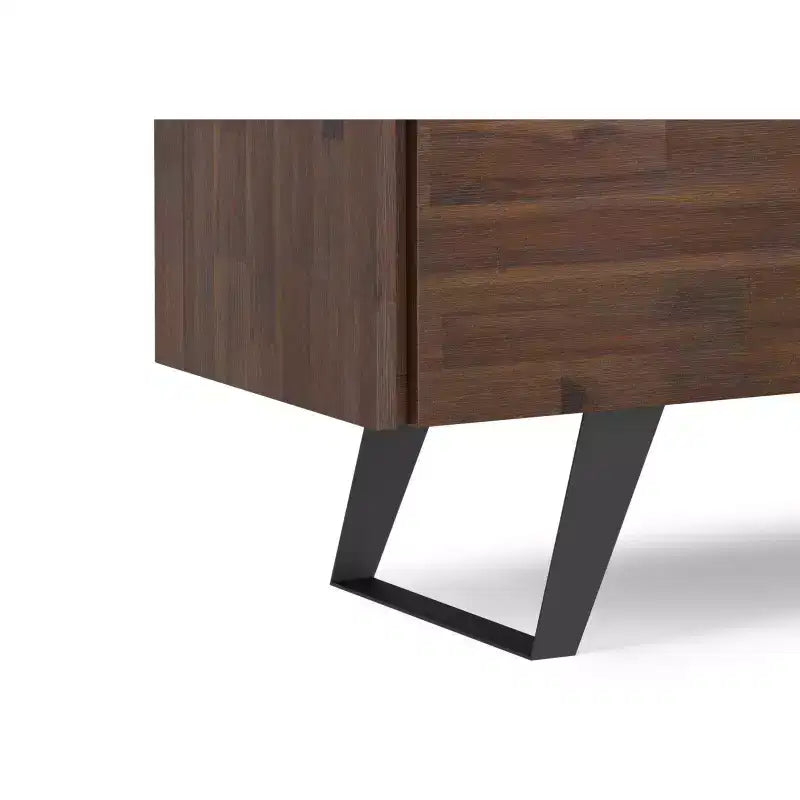 Massives AKAZIENHOLZ 41 Zoll breites rechteckiges Sideboard im modernen Industrial-Stil mit 2 Türen in Used-Kohlebraun