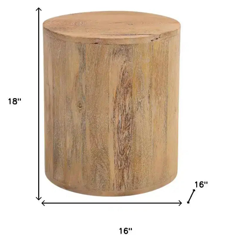 24 runder Beistelltisch aus massivem braunem Holz mit gekreuzten Beinen