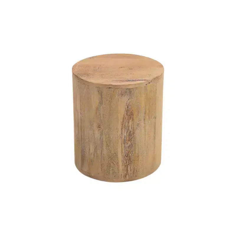 24 runder Beistelltisch aus massivem braunem Holz mit gekreuzten Beinen