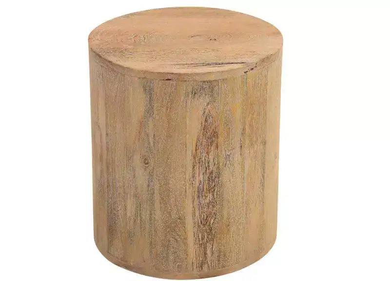 24 runder Beistelltisch aus massivem braunem Holz mit gekreuzten Beinen