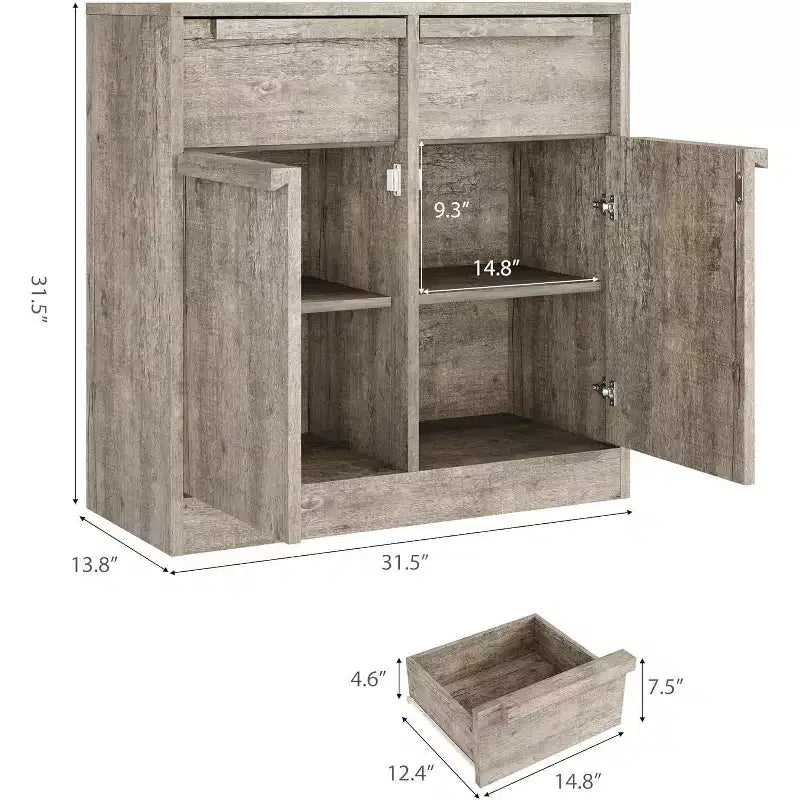 Großer Vorratsschrank mit Holzmaserung, multifunktionale Aufbewahrung für Küche, Esszimmer und Wohnzimmer