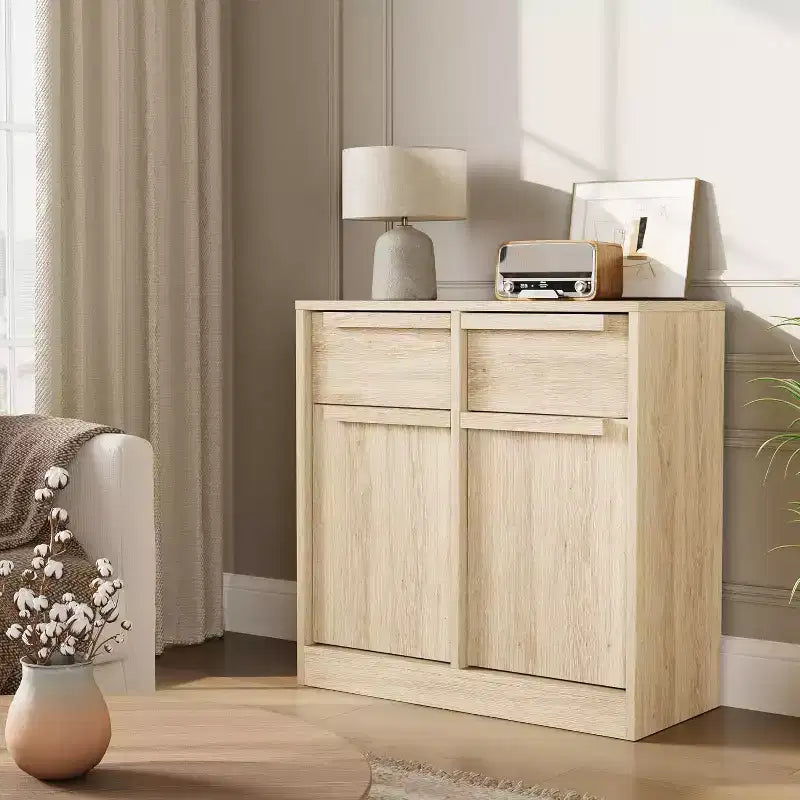 Großer Vorratsschrank mit Holzmaserung, multifunktionale Aufbewahrung für Küche, Esszimmer und Wohnzimmer