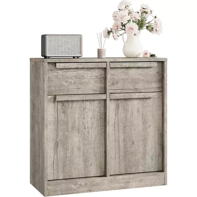 Großer Vorratsschrank mit Holzmaserung, multifunktionale Aufbewahrung für Küche, Esszimmer und Wohnzimmer