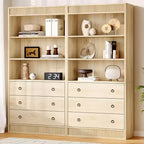 Geriffeltes Bücherregal mit Schubladen, 6-stöckiges hohes Bücherregal mit Aufbewahrungsschrank, gewelltes Design, offenes Regal für Wohnzimmer, Küche, Speisekammer