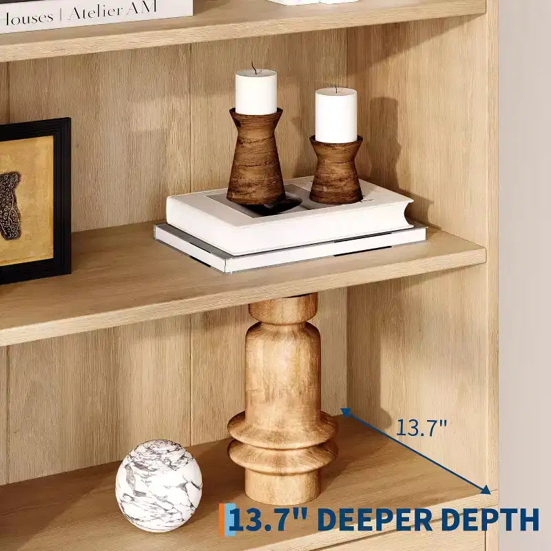 Geriffeltes Bücherregal mit Schubladen, 6-stöckiges hohes Bücherregal mit Aufbewahrungsschrank, gewelltes Design, offenes Regal für Wohnzimmer, Küche, Speisekammer