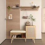 2-in-1 Schuhaufbewahrungsbank Schuhschrank mit 2 verstellbaren Einlegeböden und abnehmbarem Sitzkissen, Moderne Flurbank, Schuhaufbewahrungsorganisator