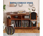 Mid-Century Modern Plattenspieler-Möbelstück mit Rillen, großer Schrank mit Vinyl-Aufbewahrung, offenen Fächern, C Plattenspieler-Tisch für das Wohnzimmer