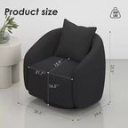 Drehbarer Akzentsessel, drehbarer Fass-Sessel mit Rückenkissen, Massivholzrahmen, Teddy-Polstersessel für Wohnzimmer, Schlafzimmer, Büro