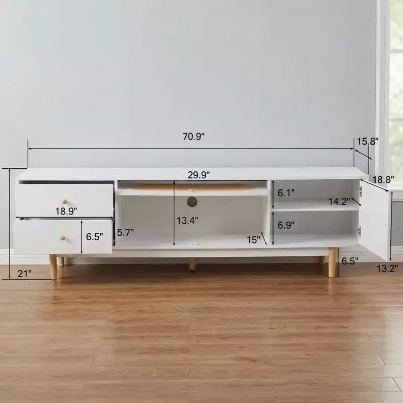 70-Zoll-TV-Ständer für 80-Zoll- und kleinere Fernseher, minimalistischer TV-Konsolentisch mit Schubladen, Medien- und Unterhaltungszentrum für Wohn- und Schlafzimmer