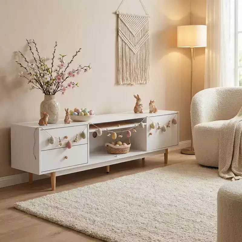 70-Zoll-TV-Ständer für 80-Zoll- und kleinere Fernseher, minimalistischer TV-Konsolentisch mit Schubladen, Medien- und Unterhaltungszentrum für Wohn- und Schlafzimmer
