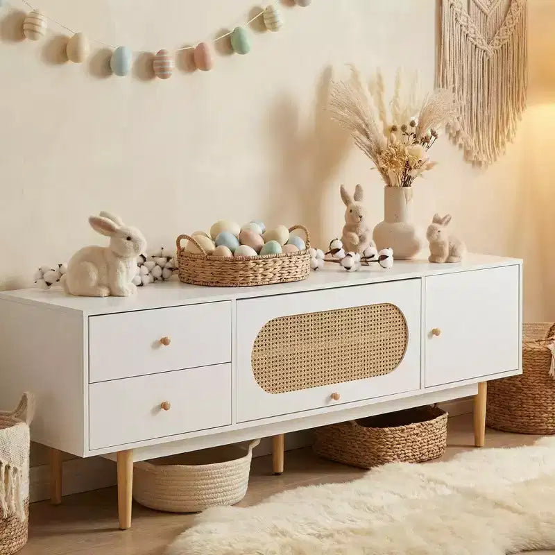 70-Zoll-TV-Ständer für 80-Zoll- und kleinere Fernseher, minimalistischer TV-Konsolentisch mit Schubladen, Medien- und Unterhaltungszentrum für Wohn- und Schlafzimmer
