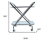 26 Servierwagen aus silbernem Metall und Glas mit Rollen