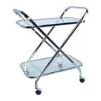 26 Servierwagen aus silbernem Metall und Glas mit Rollen