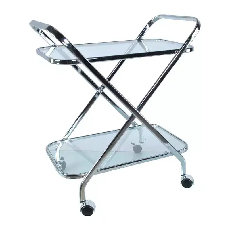 26 Servierwagen aus silbernem Metall und Glas mit Rollen