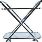 26 Servierwagen aus silbernem Metall und Glas mit Rollen
